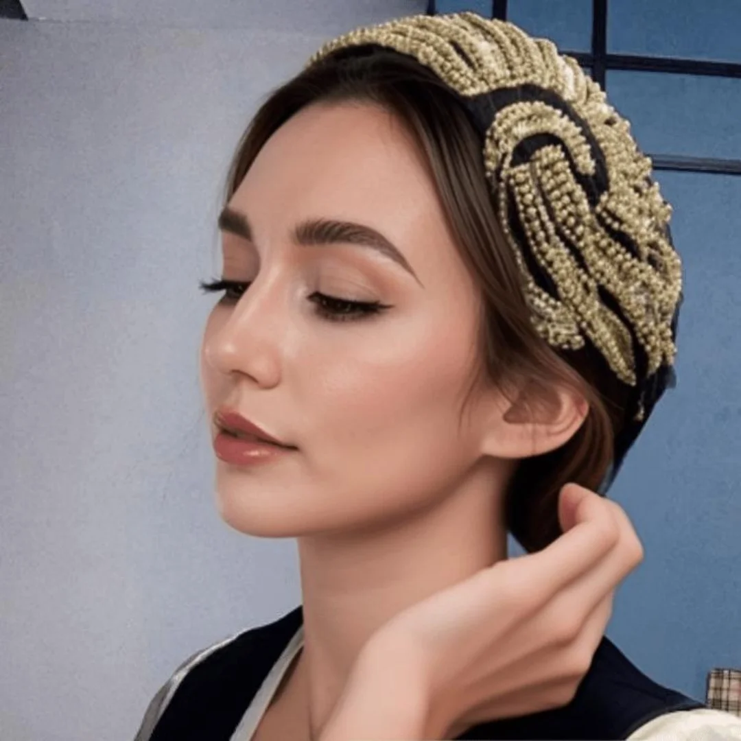 

Women Sequin Knotted Turban Indian Breathable Hat Muslim Hijab Beanie Bonnet Hair Loss Headscarf Chemo Cap ﻿