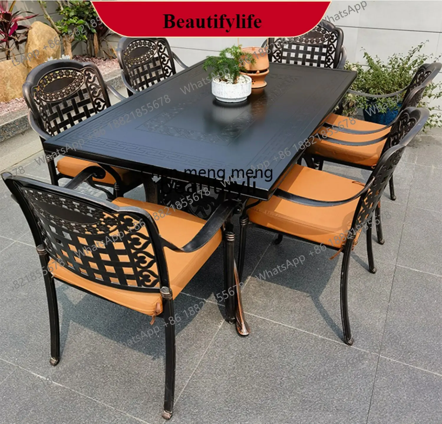 

G153 Outdoor tables and chairs cast aluminum European casual dining table open-air garden terrace wrought iron courtyard furnit