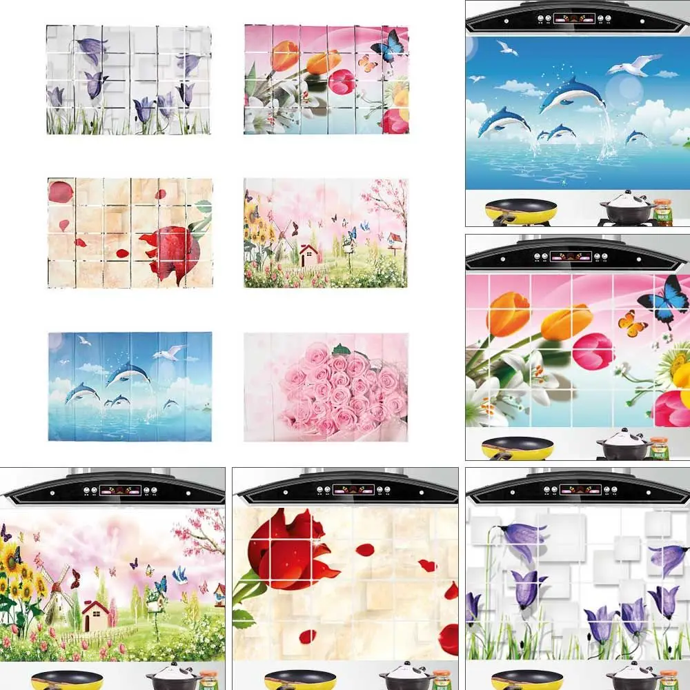 Cute High Temperature Resistant Kitchen Flame Retardant Wallpaper Oil Proof Sticker Transparent Wall Sticker