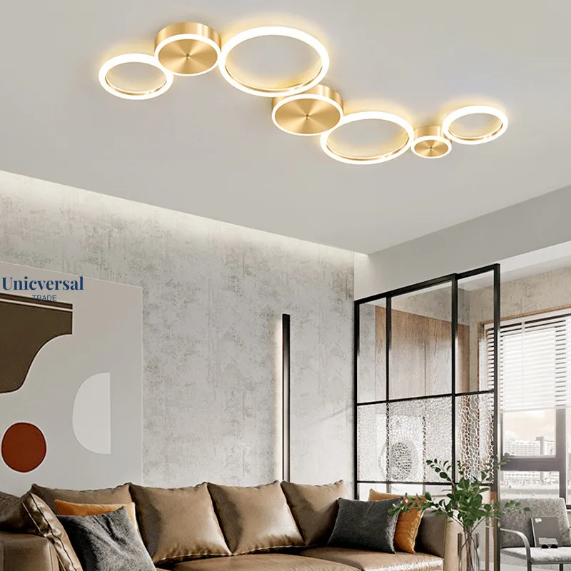 

Modern Ceiling Lighting Living Room Nordic Light Luxury Gold Circular Creative Personality Bedroom Ceiling Lighting Home Lamp