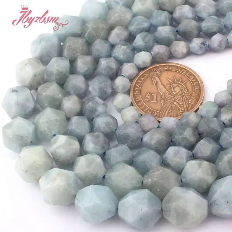 Natural Blue Aquamarine Quartz Faceted Stone Beads For Bracelet Necklace DIY Jewelry Making Spacer Strand 15