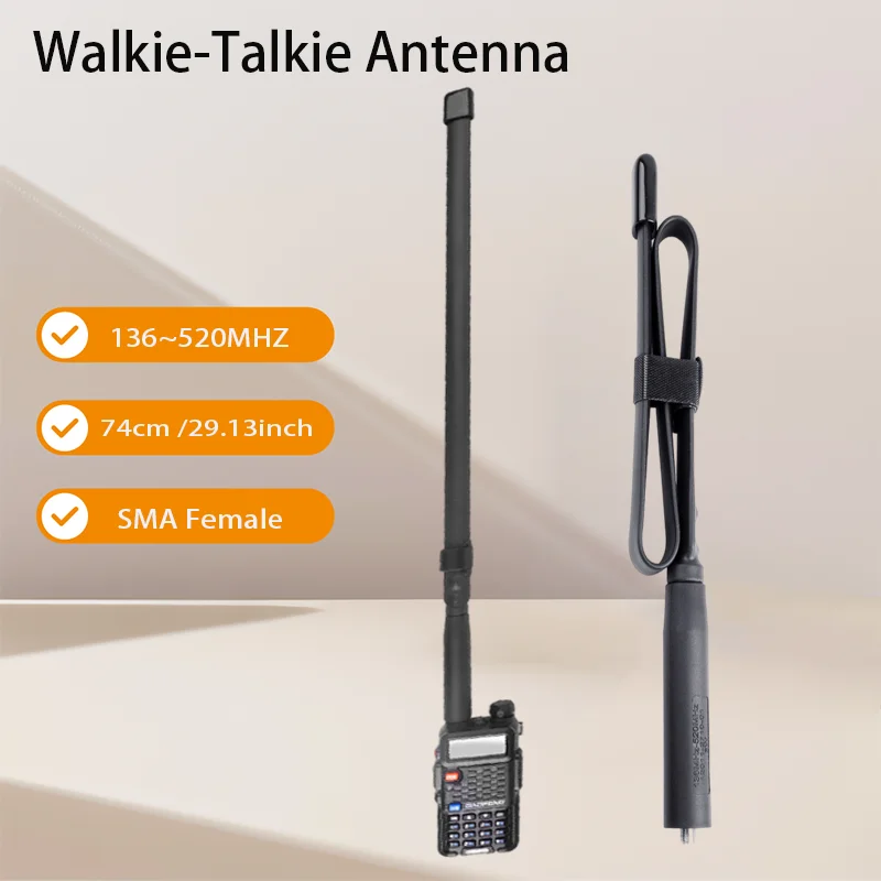 

74cm/29.13inch Walkie-Talkie Baofeng antenna UV -5R 9R 6R UV82 VHF UHF Dual-band CS Tactical Foldable Ham Radio Antenna