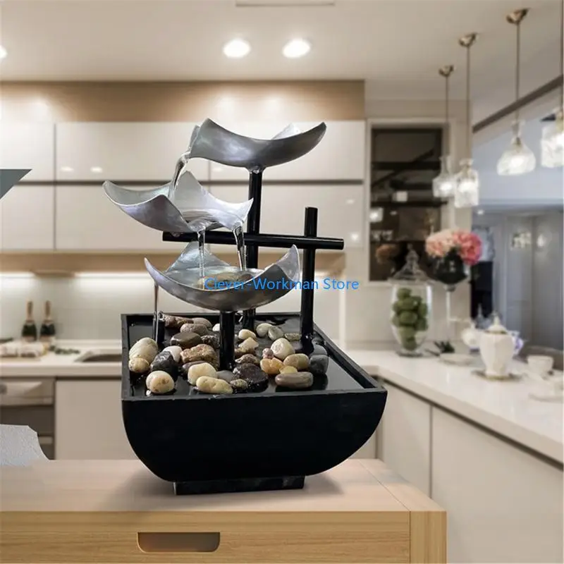 24TD Indoor Meditations Desktop Fountain Decorated Tabletop Fountain Waterfall Function for Home Office Decoration
