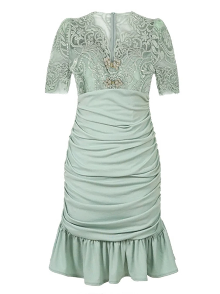 Robe de soirée en dentelle transparente pour femmes, vêtements doux et Chic, Sexy, moulante, queue de poisson, robe de bal, Club