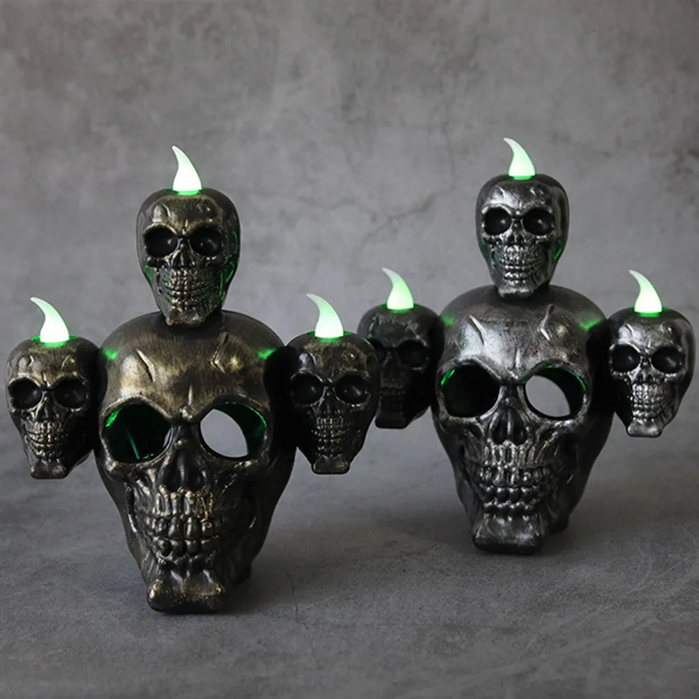 

Flickering Skull Lamp Halloween Aromatherapy Light Smoke LED Decor Electronic C Spooky Shape Durable Safe Home Furnishing Wax