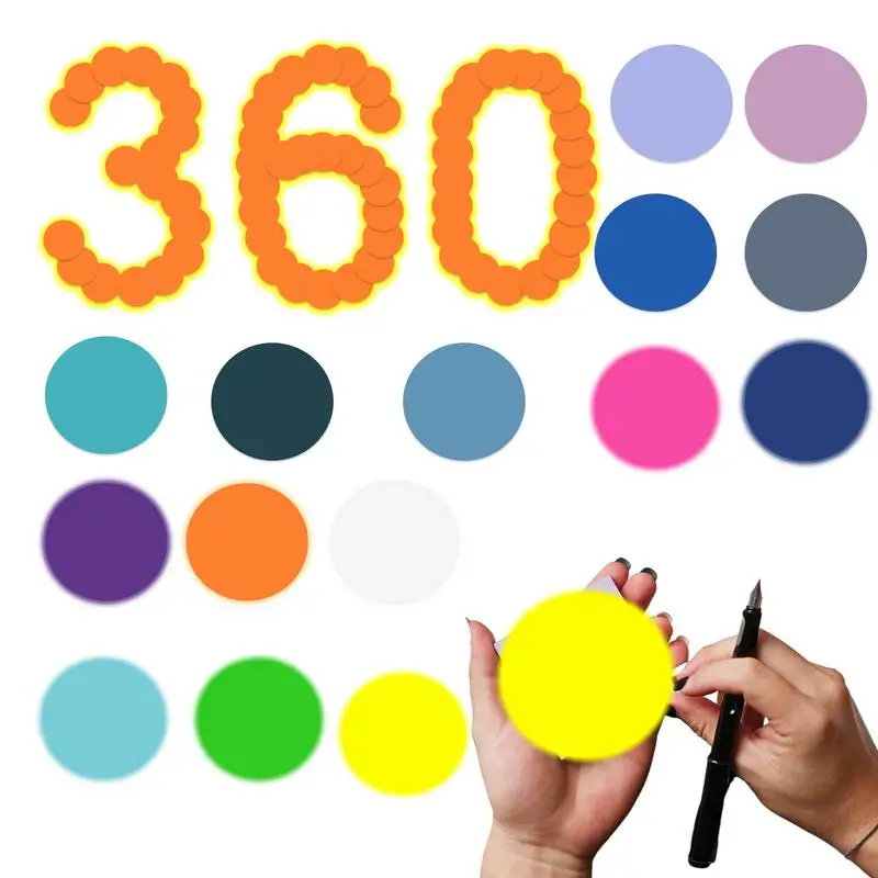 منصات مستديرة ذاتية اللصق ، لاصقة ملونة زاهية ، وسادات ملونة ، لوحة قوية ، 360 قطعة