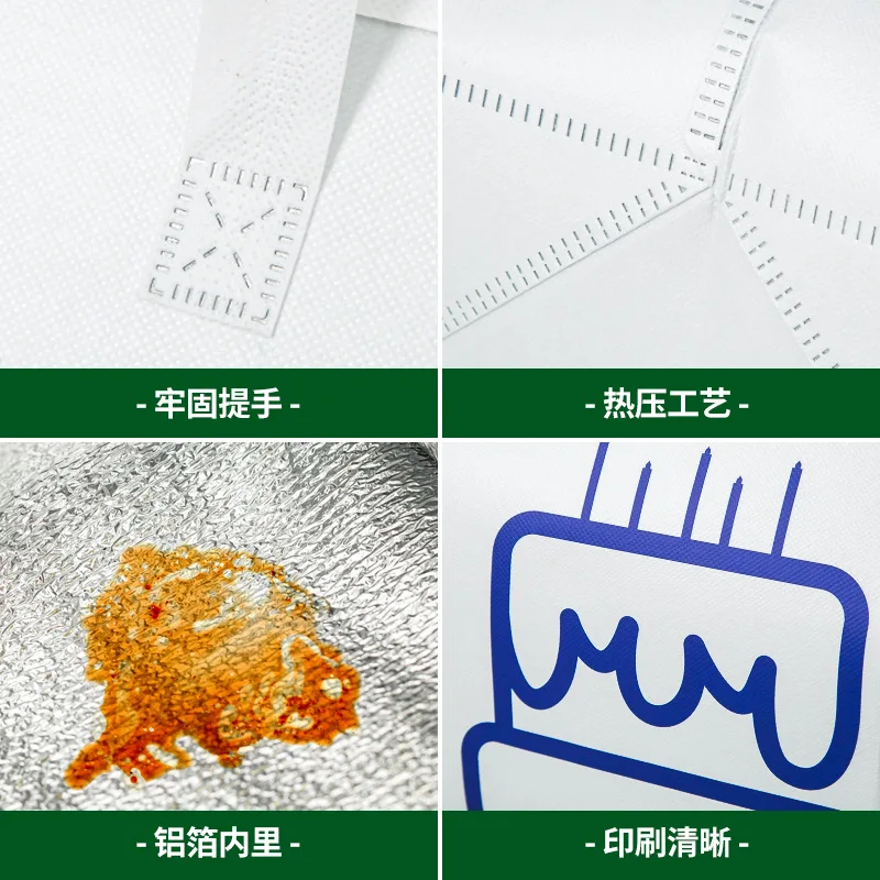 Maßgeschneidert. Kuchen-Isoliertasche zum Mitnehmen, Aluminiumfolie, Handtasche, Catering, Wärme- und Kälteisolierung, speziell aus Vliesstoff