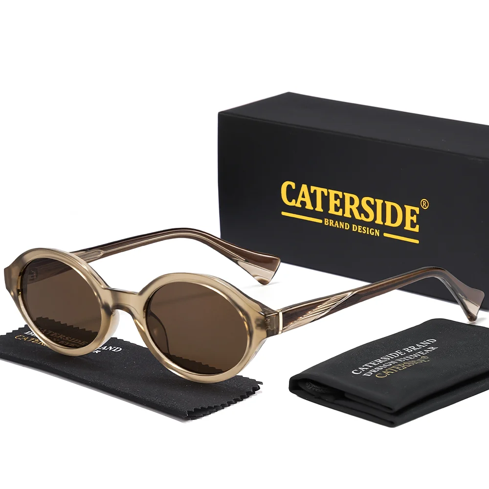 CATERSIDE Retro Damen-Sonnenbrille mit ovalen Gläsern und hochwertigen, dicken Rahmen, Herren-Brille für Outdoor-Fahrten, modische Street-Style-Brille, UV40 – Detail 8