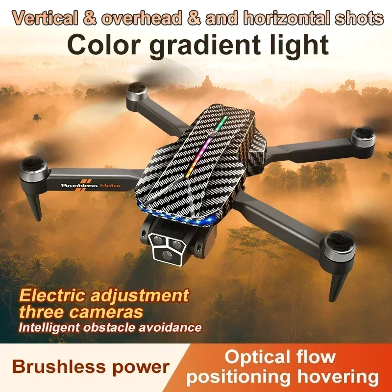 2024 New D9 Drone Gradient Flow Light Brushless Obstacle Avoidance Remote Control Aircraft Optical Current Electrically Dron Toy