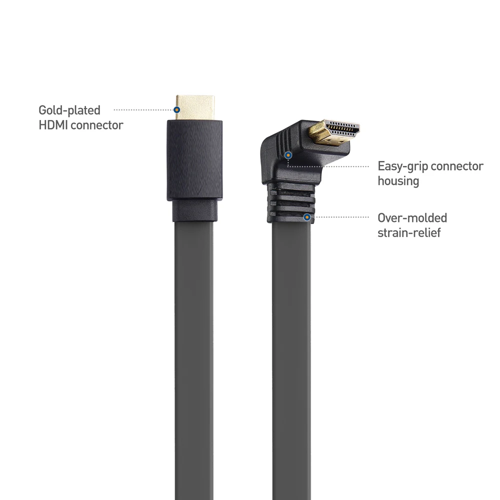 Angled HDMI cable 90-degree HDMI 2.0 cable short 30CM flat HDMI 2.0 cabl cord HDMI 2.0 4K 60Hz HDMI 2.0 A male to A male