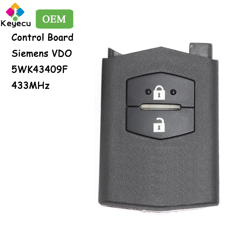 

KEYECU OEM Flip Remote Key Control Board With 2 Buttons 433MHz for Mazda Fob Siemens VDO: 5WK43409F