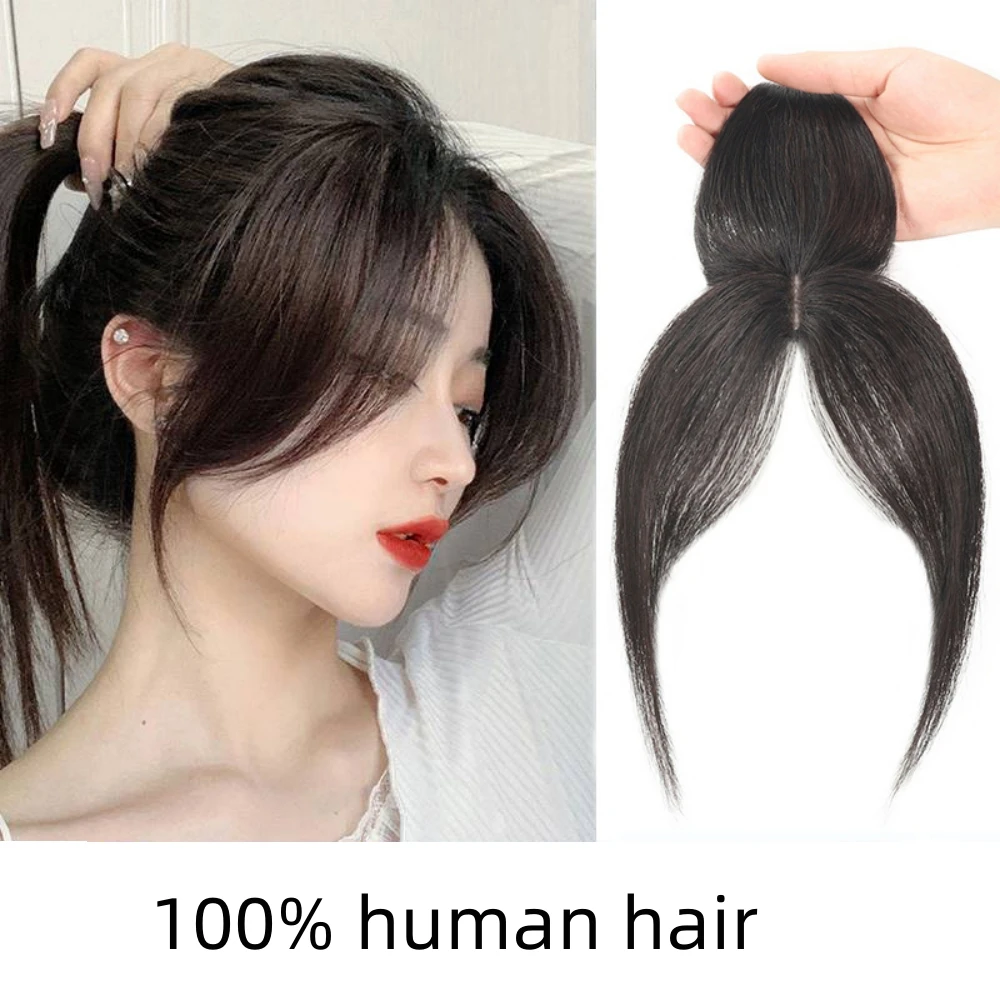 Natural Human Hair Bangs for Women 100% Real Human Hair Fringe Clips in Extensions Korean Side Bangs False Bangs