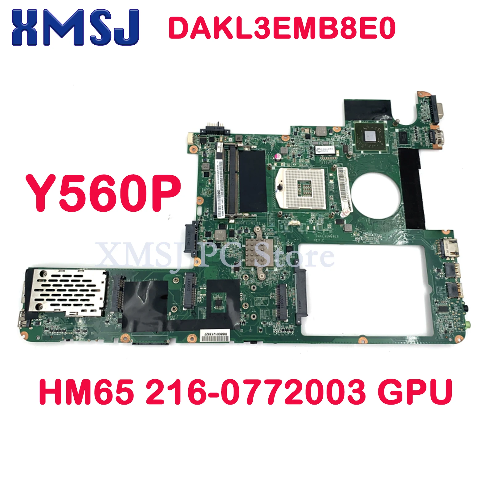 

XMSJ For Lenovo Ideapad Y560P 11013167 DAKL3EMB8E0 Laptop Motherboard HM65 216-0772003 GPU Main Board Full Test