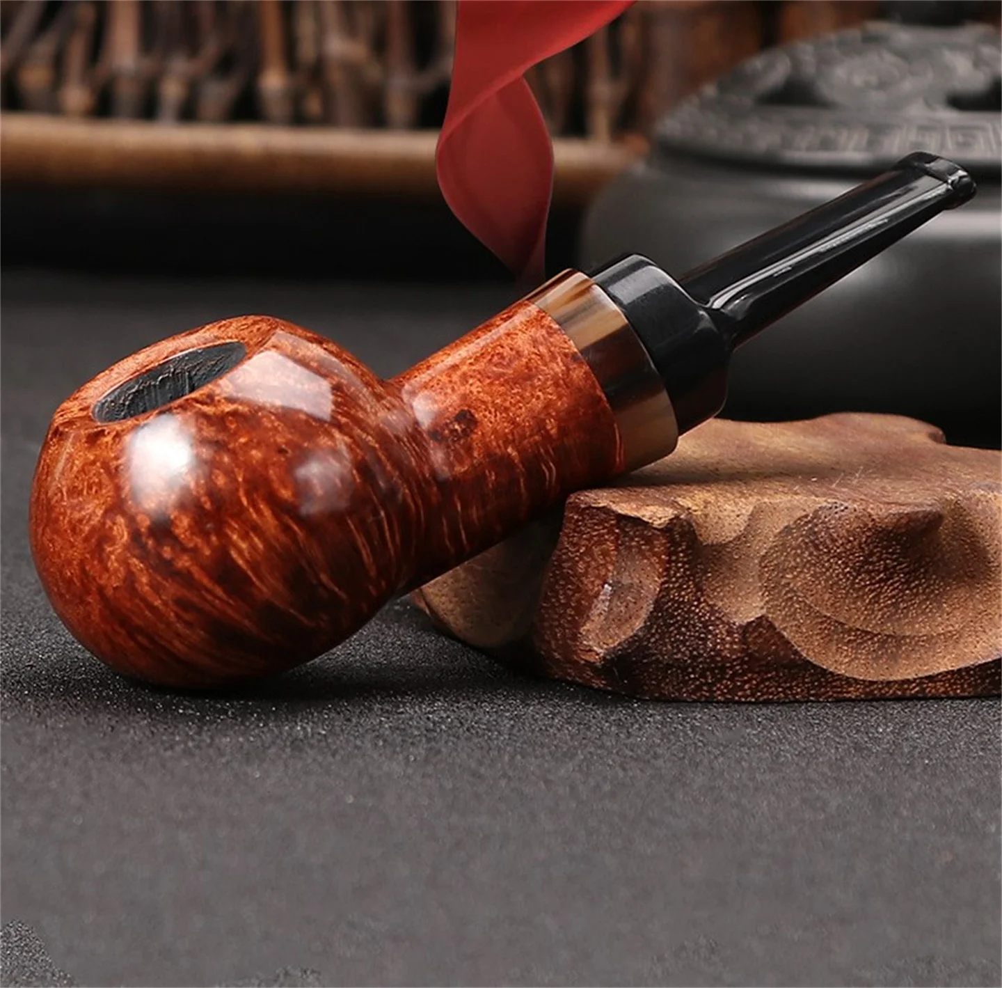 Briar Wood Big Flue Air Chamber Apple Pipe Retro Men's Handmade Smoking Cut Tobacco Pipe Gift With Accessories