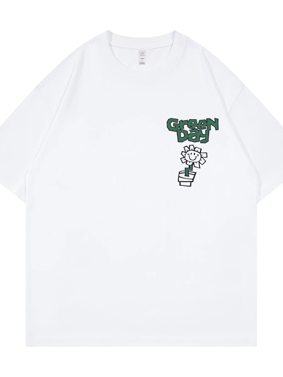 Green Day Band American Street Style Casual Loose Pure Cotton round Neck Rock Short Sleeve T-Shirt Breathable Comfortable Uni...