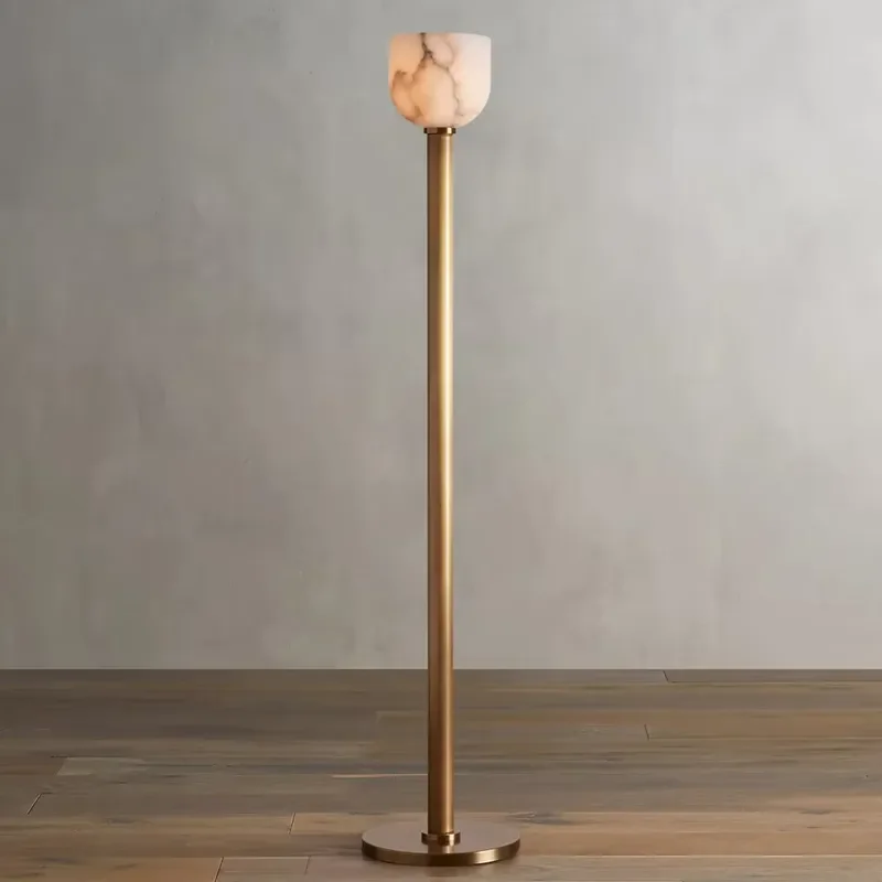 Spanish Luxury Marble Floor Lamp Alabaster Standing Light for Living Room Bedroom Hotel Study Sofa Side Decoration