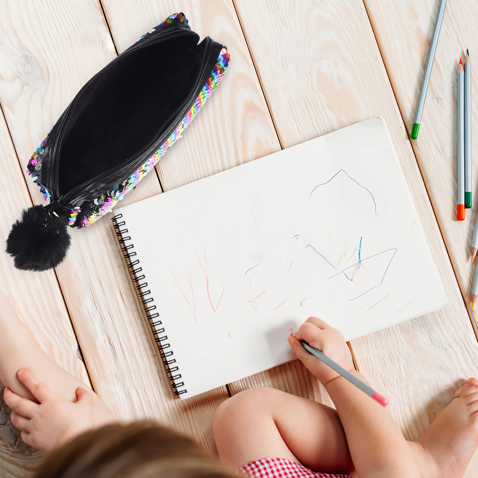 

Sequin Pencil Case Mermaid Style Large Capacity Zipper Pouch Small Travel Makeup Organizer Bag Pencil Case Stationery Bag