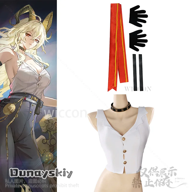 Wuthering Waves Cosplay Zani Anime Game Costume Sexy Fashion Solid Fit Underwear Tank Top Chocker 3D Props Horn Customized