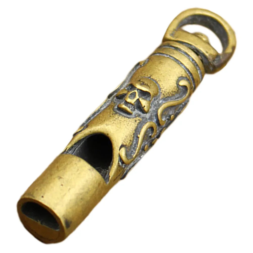 الجمجمة نمط النحاس صافرة قلادة المدمجة المعادن صافرة الطوارئ للحكم التدريب التخييم المعدات في الهواء الطلق #1