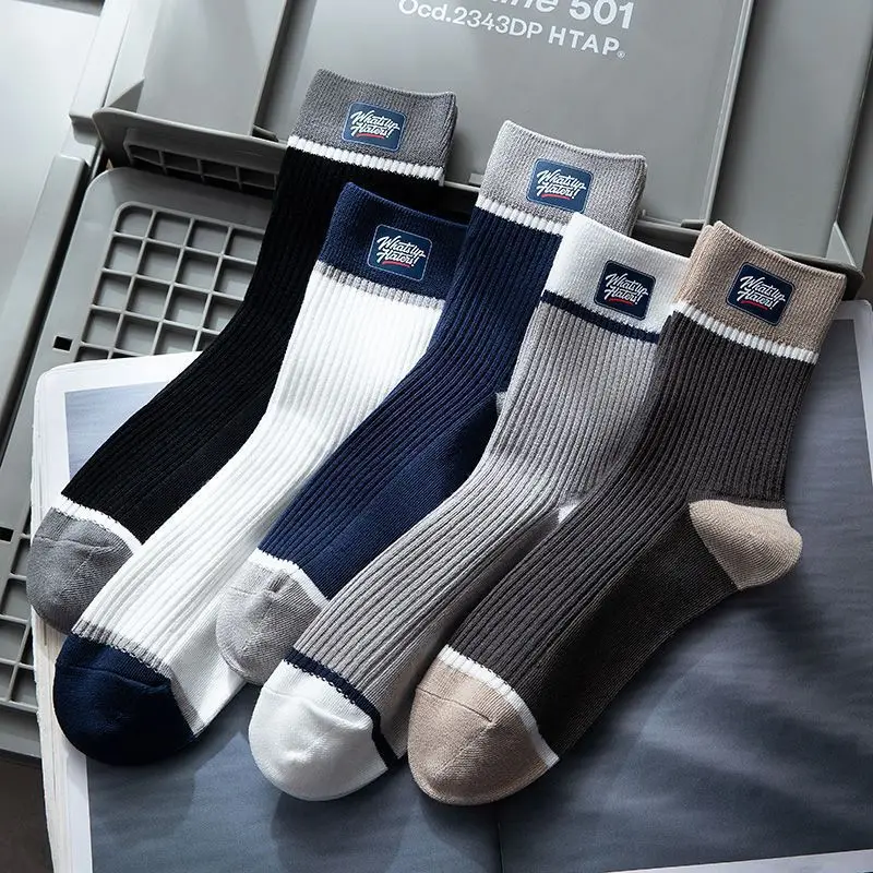 

Dreamlikelin 5Pairs/lot Men's Autumn Winter Socks Harajuku Streetwear Men Breathable Sports Socks Trendy Middle Tube Socks