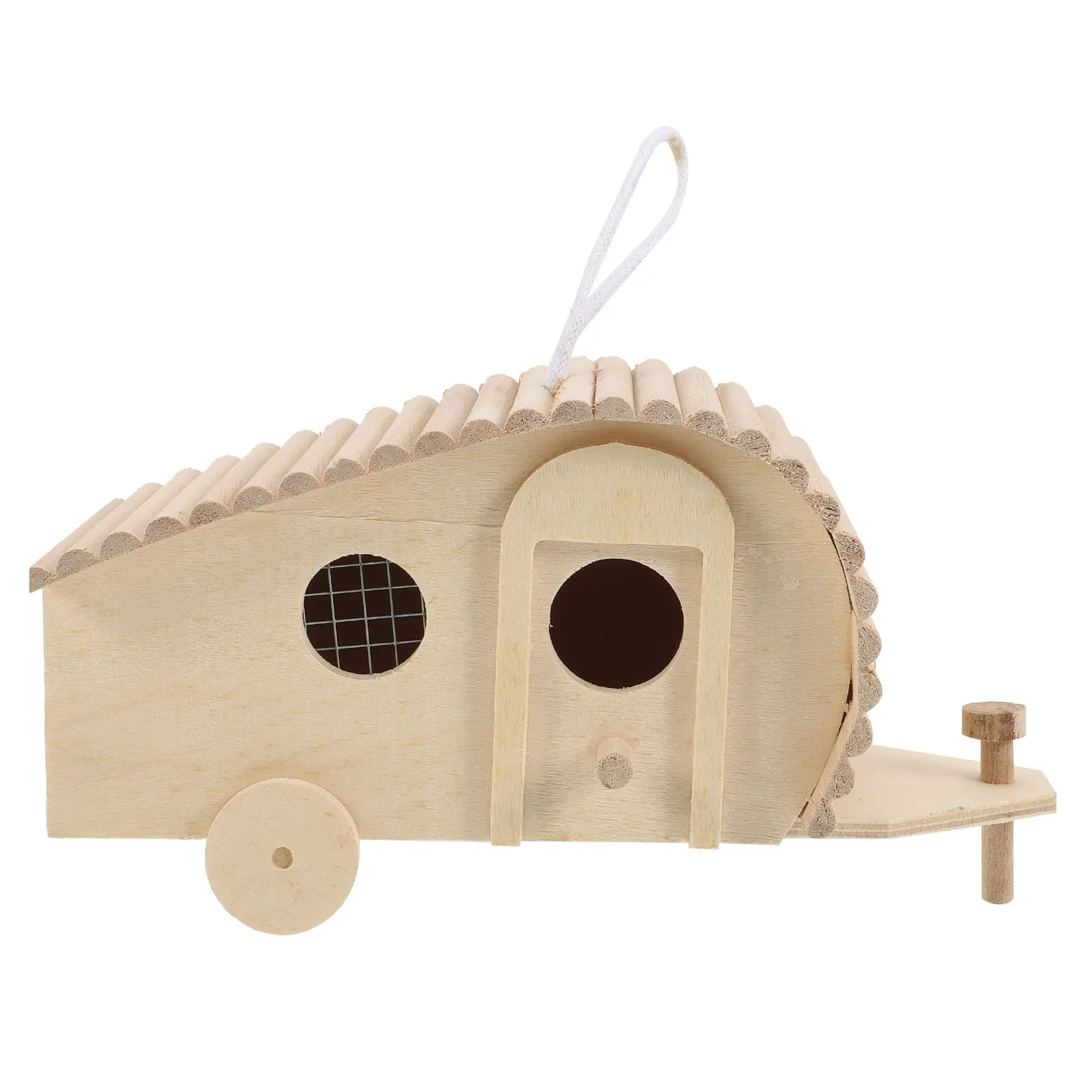

Natural House For Garden Hanging Wooden Outdoor Lightweight Portable Home With Rope Feeder For Birds Small Supplies Nesting Cage