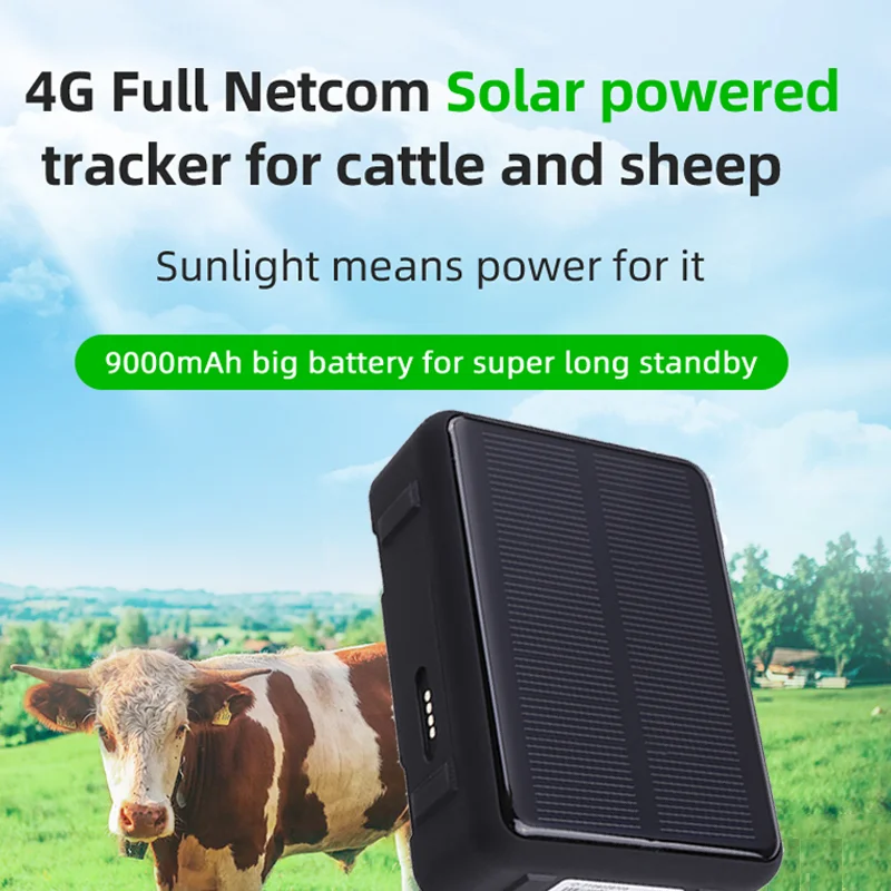 4G Solar GPS Tracker Cattle Cow Sheep Horse Pets Tracking Device Person Pet Smart Locator Waterproof Monitoring Anti-remove