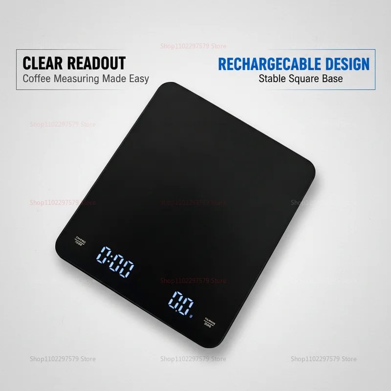 Digital Coffee Scale 0.1g to 3kg with Timer LED Screen USB High Precision Kitchen Scale for Espresso Baking and Cooking