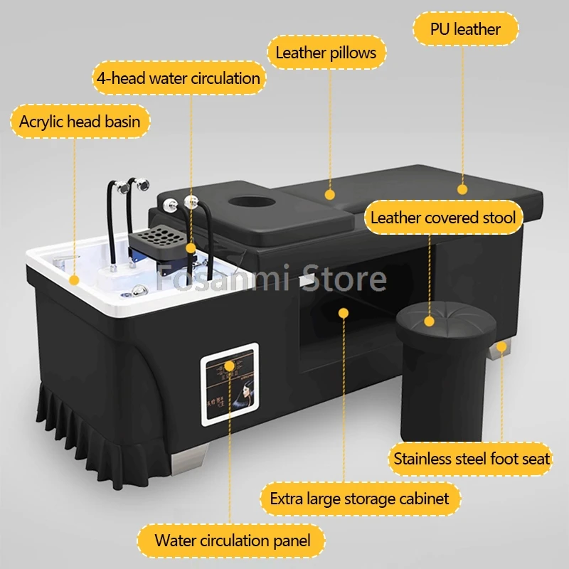 Head SPA Shampoo Bed With Digital Constant Temperature Water Circulation Display Head Body Massage Shampoo Bed For Hair Salon