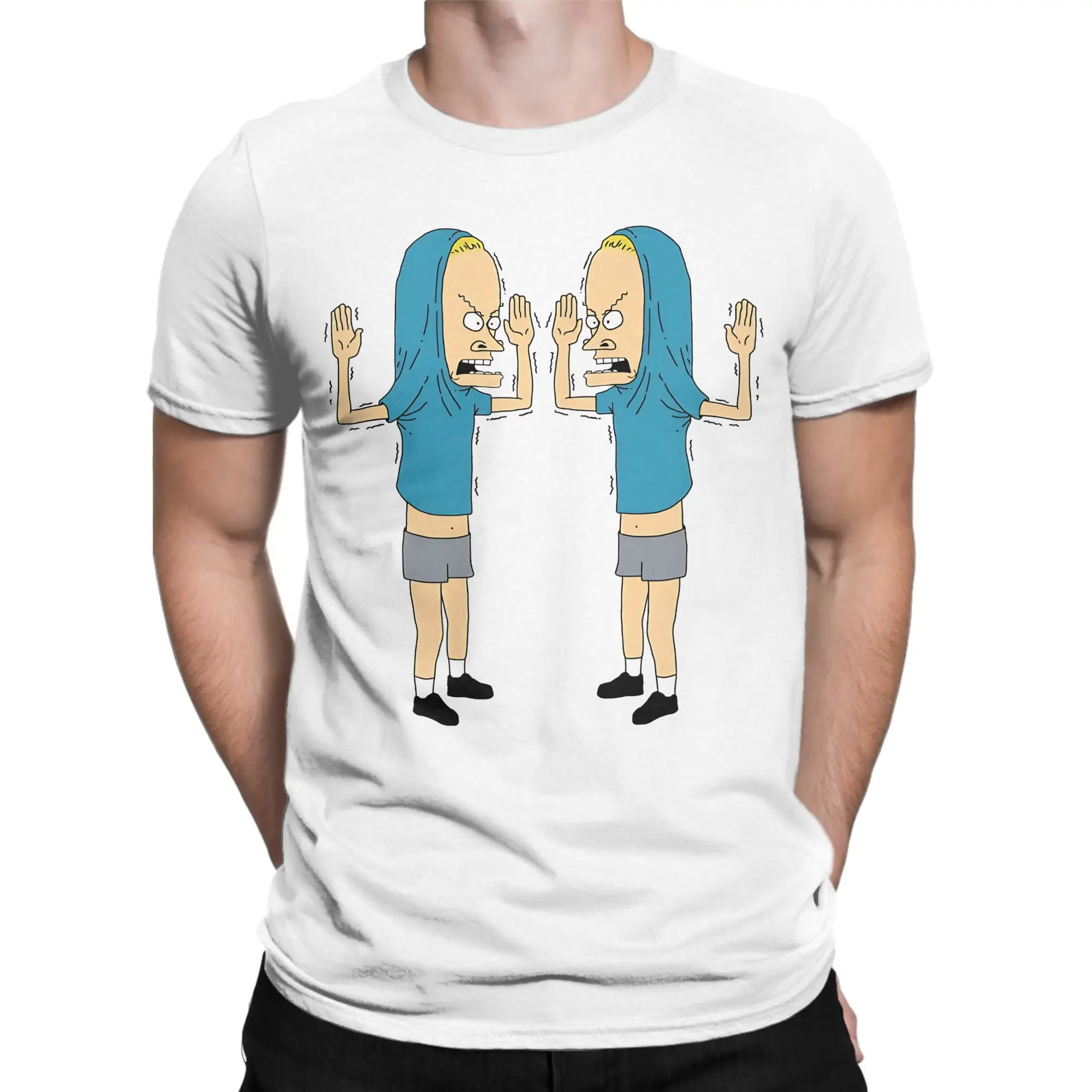 

Men Women Double Cornholio Beavis and Butthead T Shirt Pure Cotton Clothing Novelty Short Sleeve Crewneck Tees