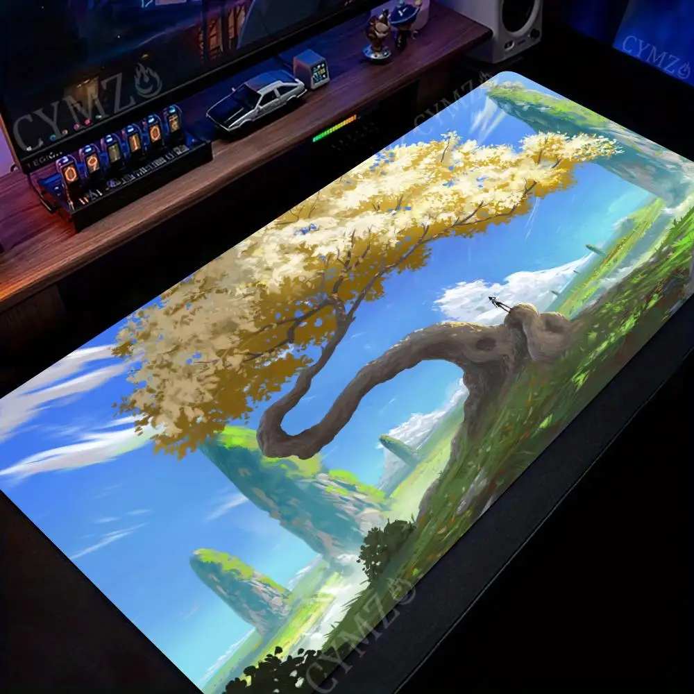 لوحة ماوس كبيرة مذهلة على شكل شجرة الحياة، لوحة ألعاب مكتبية غير قابلة للانزلاق، ملحقات مكتبية بحافة مخيطة، حصيرة ماوس، سجادة لعب سحرية