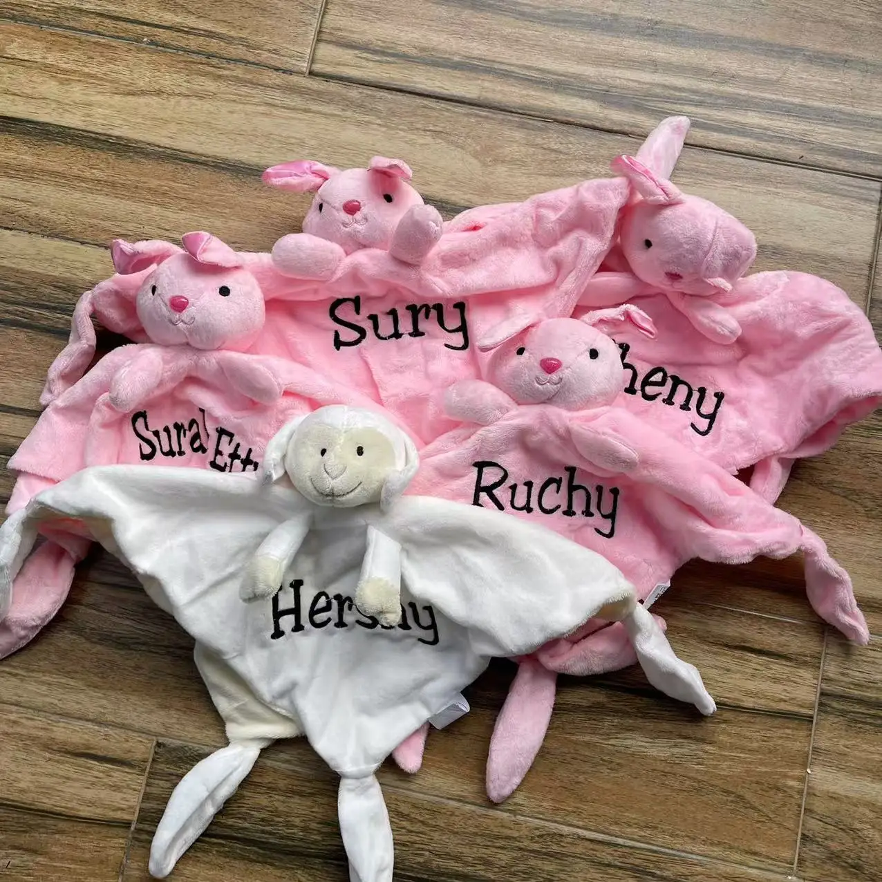 Personalized Baby Comfort Animal Wool Sleeping Doll, Soft, Embroidery Name, Boy, Girl, Baby Shower Gift, Smooth Toy, Newborn