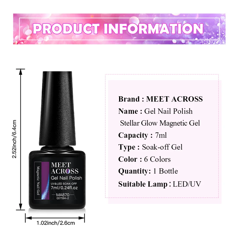 7ml MEET ACROSS Aurora Cat Eye Smalto gel Smalto magnetico UV/LED Polimerizzazione Soak Off Glitter Gel Nail Art Blu Aurora Effetto