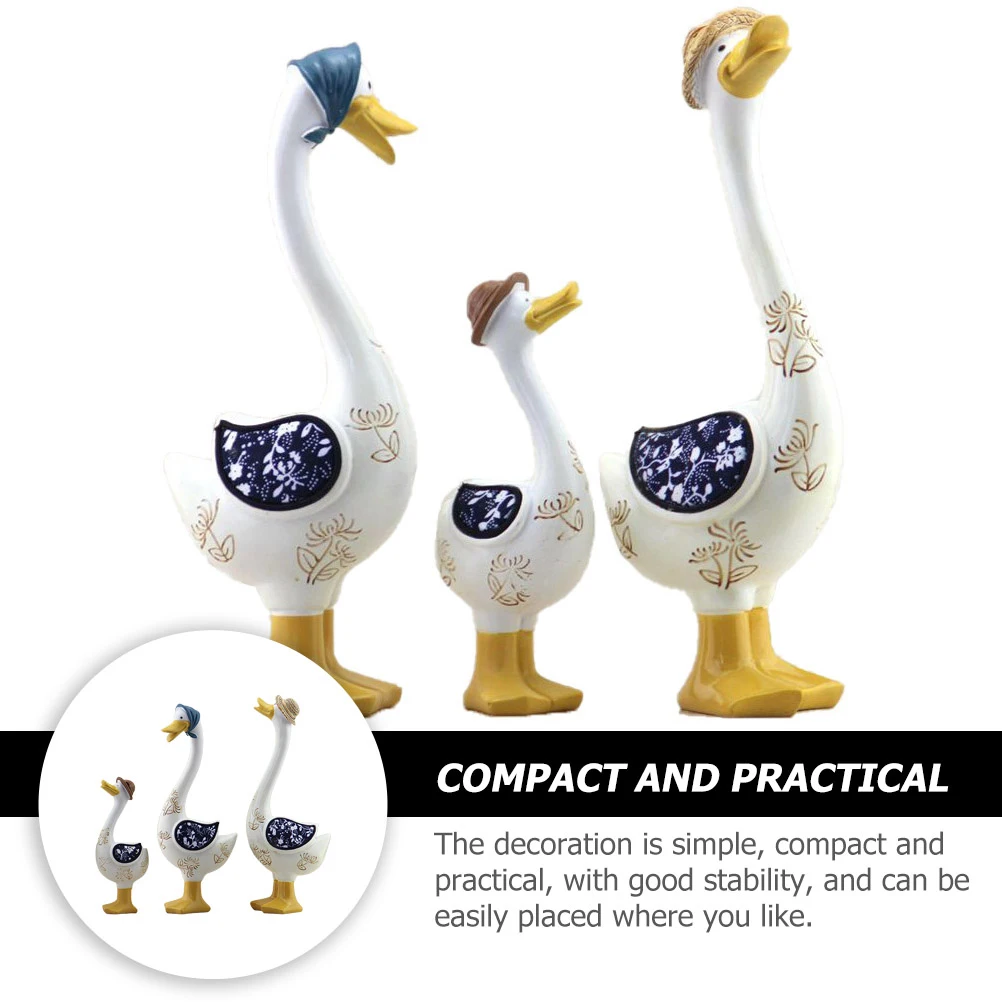 

3pcs Decorations Garden Resin Duck Decors Home Office Desktop Resin Crafts Garden Crafts Figurines naments