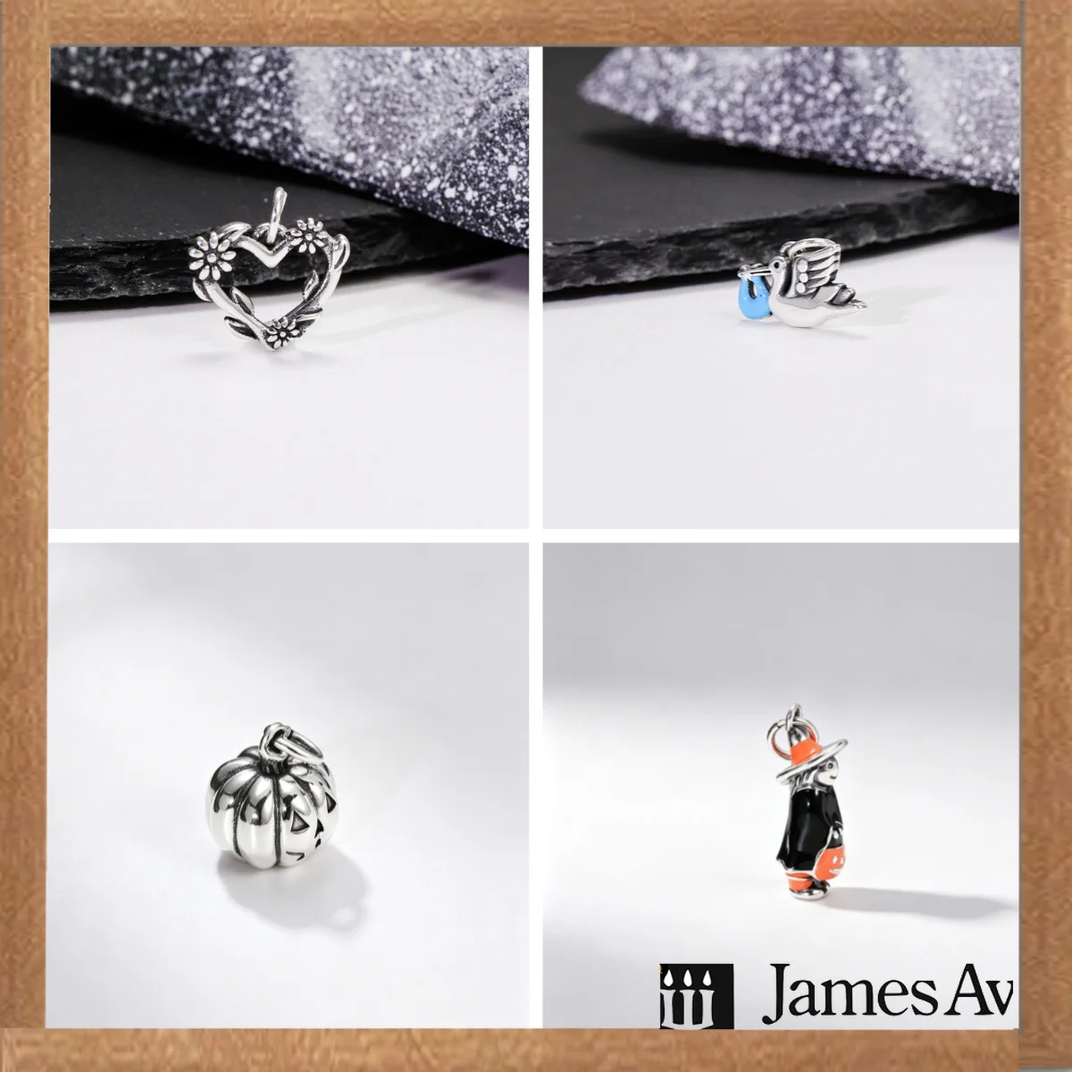 S925 Silver Flower Heart Swan Pumpkin Witch Enamel Charms Pendants Fit Bracelet Necklace Women DIY Hand‑made Halloween Jewelry