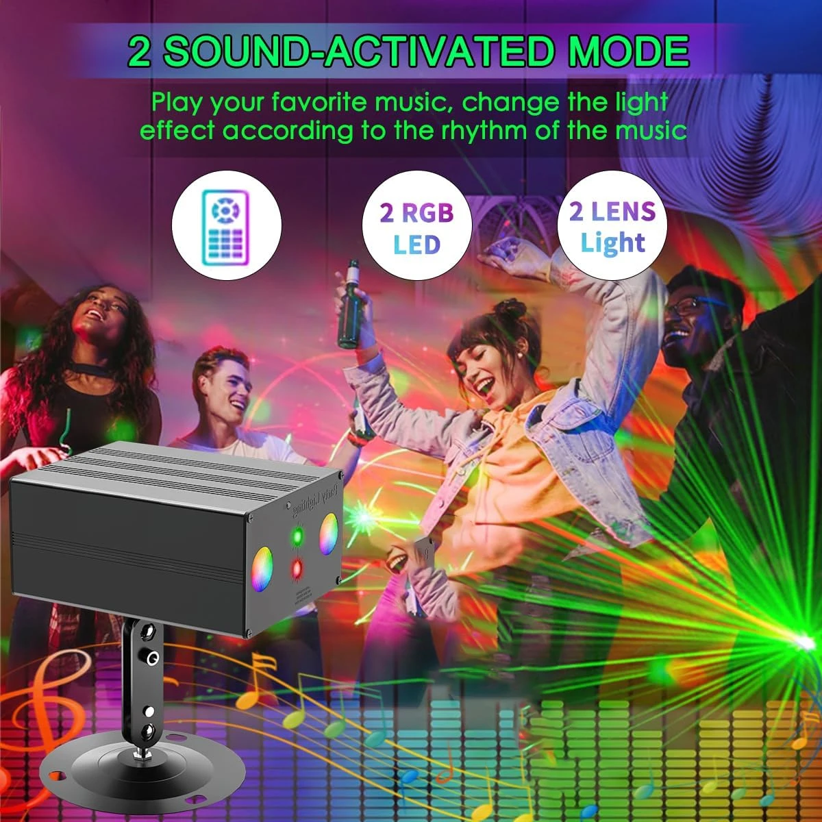 ไฟเวที LED รุ่นใหม่ พร้อมเอฟเฟกต์หลายสี ไฟเลเซอร์กระพริบแบบใช้เสียงเป็นสัญญาณ ไฟสร้างบรรยากาศแบบชาร์จไฟได้ สำหรับงานปาร์ตี้ที่บ้านหรือบาร์