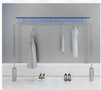 

Clothing store display rack stainless steel upper wall rack men's clothing store hangers center island rack floor type side hang