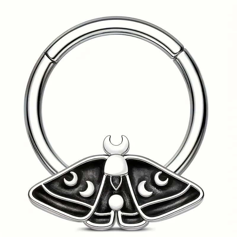 A Halloween nose ring, middle ring, moth spiral stainless steel earrings, Daisy earrings, 10mm middle ring, ladies' Gothic carti