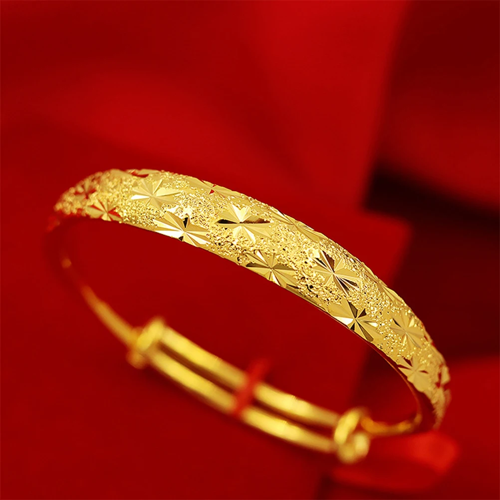 

1Pcs Thickened Gold Bracelet Brass Delicate Push Pull Design Suitable for Wedding Personal Dress Up Women Fashion Bangle Simple