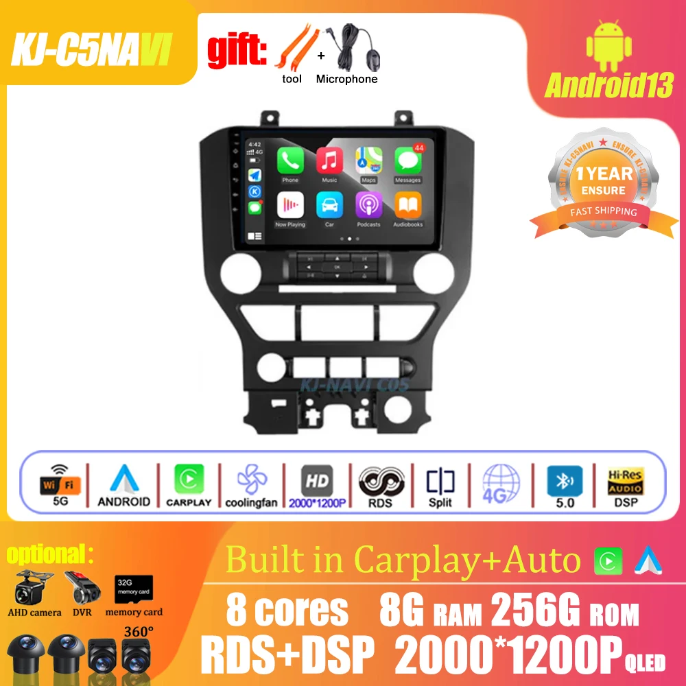 

DSP Android 13 QLED Screen For Ford Mustang VI S550 2014 - 2021 Car Video Player Carplay Radio Stereo GPS Navigation Multimedia