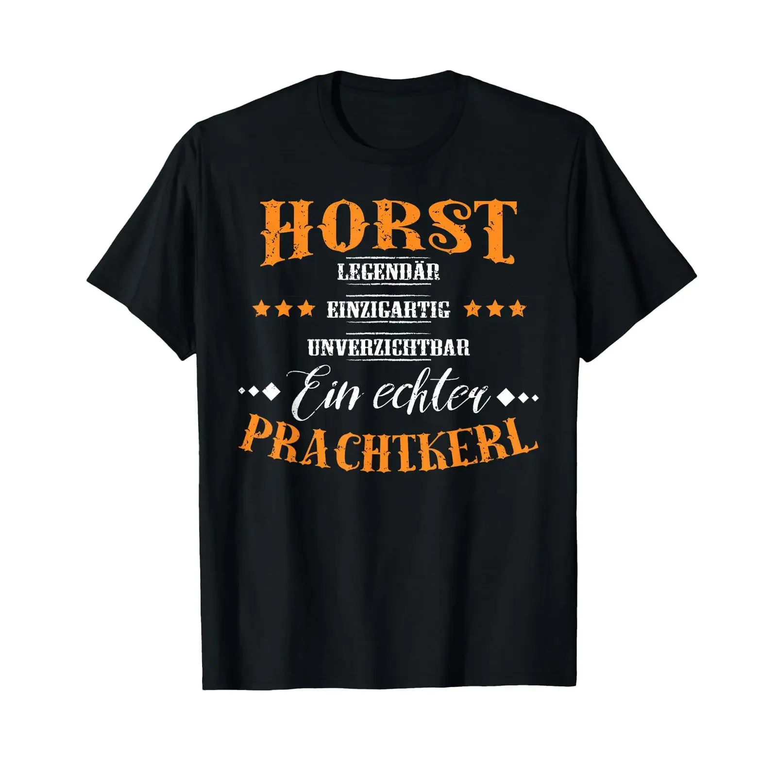 Personalisiertes T-Shirt mit dem Namen Horst, wunderschön, schwarz, Vintage-Look, gewaschen, Unisex, bequem, mit leichtem grafischem Muster, vielseitig einsetzbar.