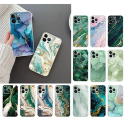 Green Gold Marble Phone Case For iphone 17 Pro Max Air 16 15 14 13 Pro Max 15 16 Pro 15Plus
