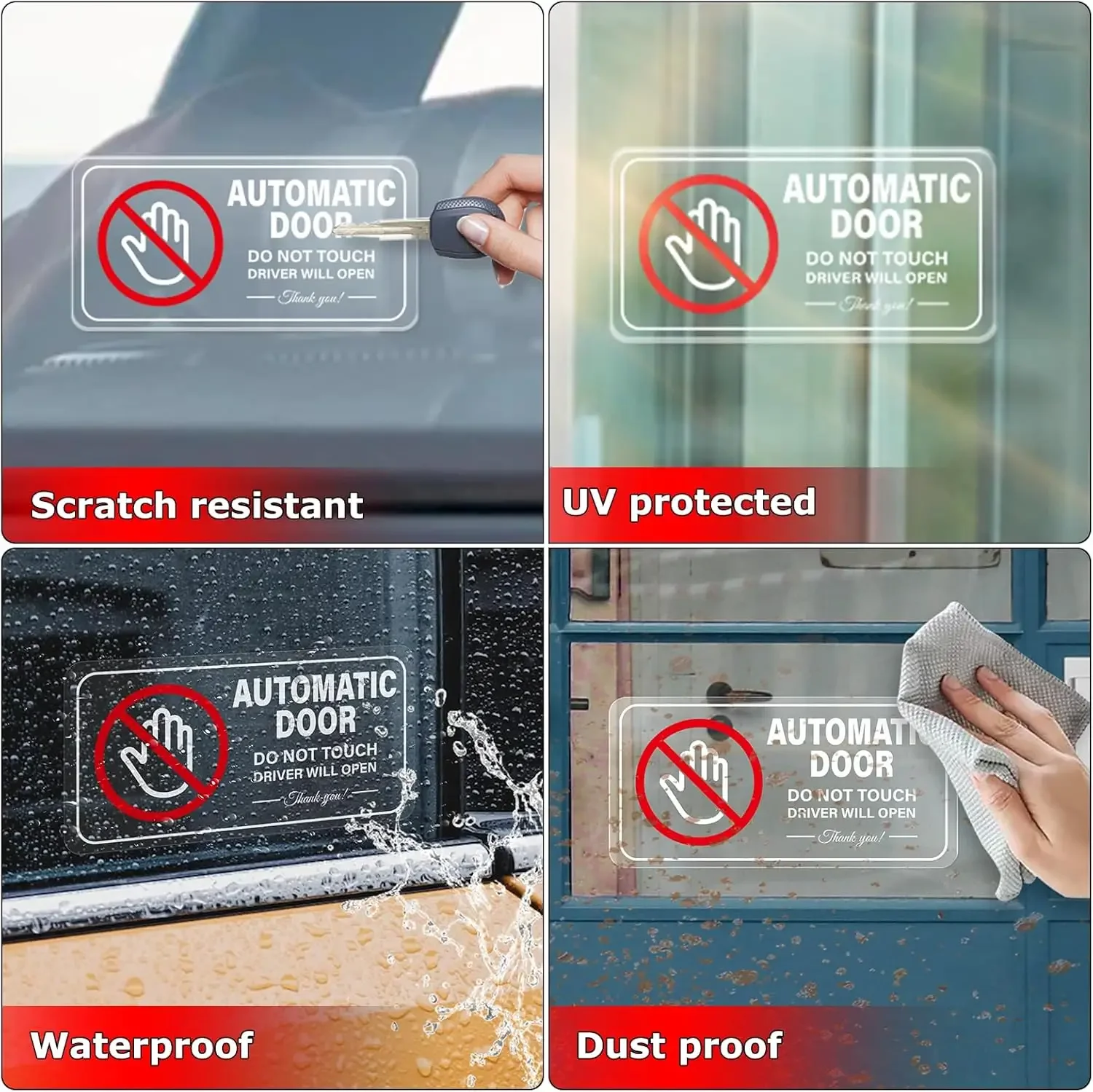 Auto Door Do Not Touch Sign Decals Removable Self-adhesive Vinyl Taxi Vehicle Window Stickers
