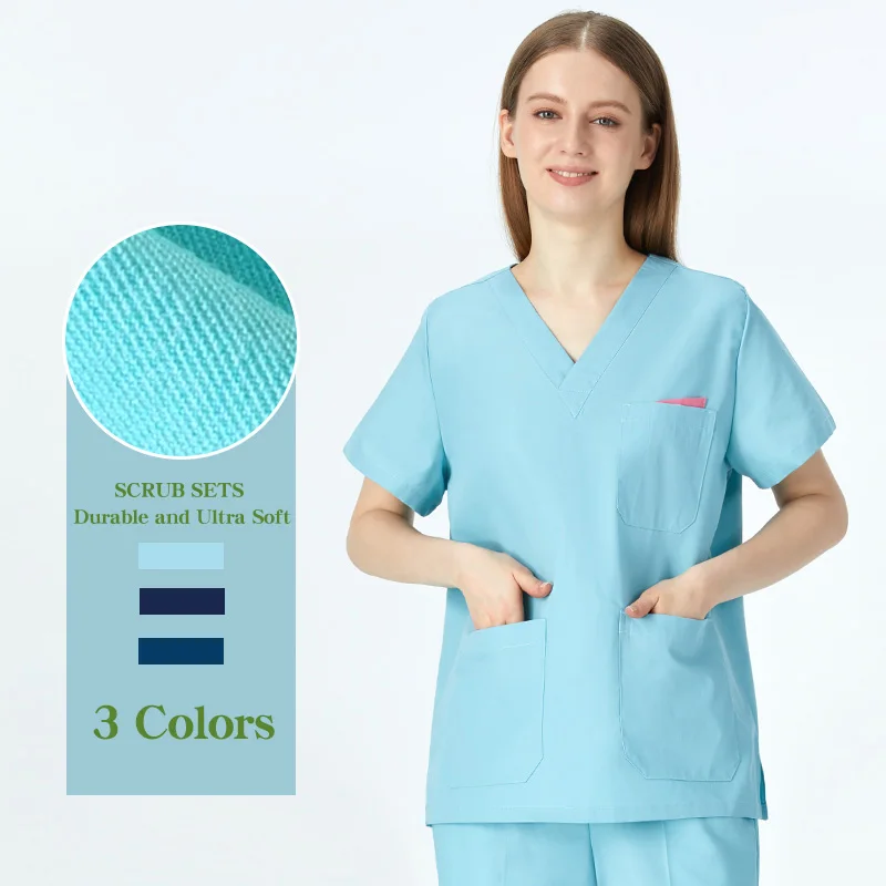 Professional 3 pockets Nurse Clothes Breathable Medical Scrubs Set Doctor Uniforms Workwear Slim Fit Dental Surgeon Suits 207