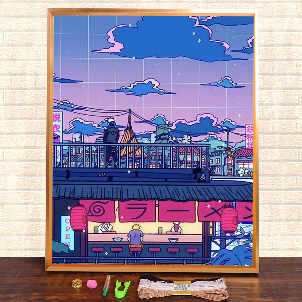 Pixel Modular Anime Cartoon Printed Canvas 11CT Cross-Stitch Embroidery Full Kit DMC Threads Hobby Handicraft     Mulina