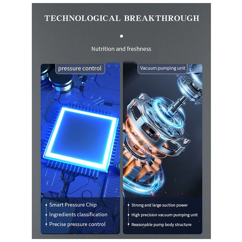 A005-電動真空シーラーマシン ドライ/ウェット食品包装シール 鮮度保持 タッチボタン デジタルディスプレイ 取り外し可能クリーン(US)