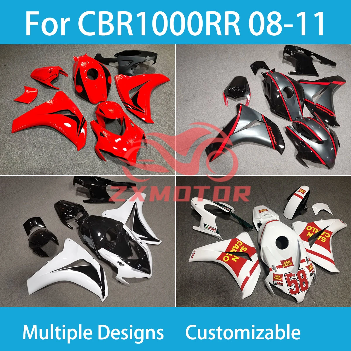 Fairings CBR 1000 RR 08 09 10 11 Motorcycle Customized Prime Fairing Kit for Honda CBR 1000RR 2008 2009 2010 2011 New