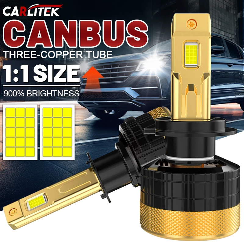 

3 Copper Tube H7 LED H4 H11 Car Headlights Canbus H8 HB4 HB3 9005 9006 9012 HIR2 H9 H1 30PCS CSP Chip Fog Lights Car Bulbs 6000K