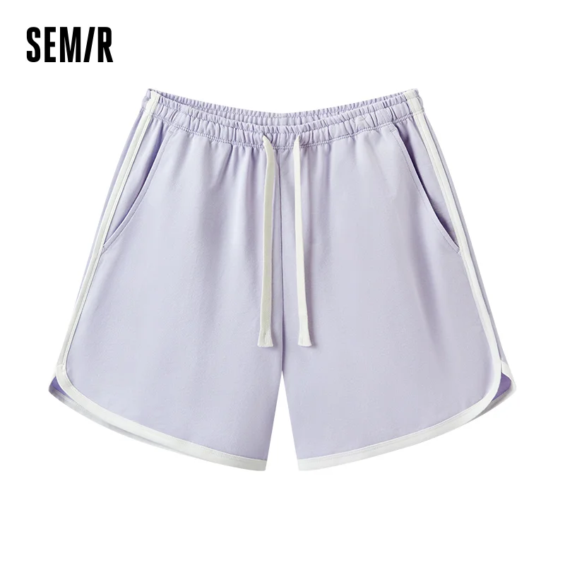 Semir Homewear Women Light Sporty Style Pure Cotton Shorts Summer Loose Sleep Pants Outerwear Narrow Waist Retro Color Block 4