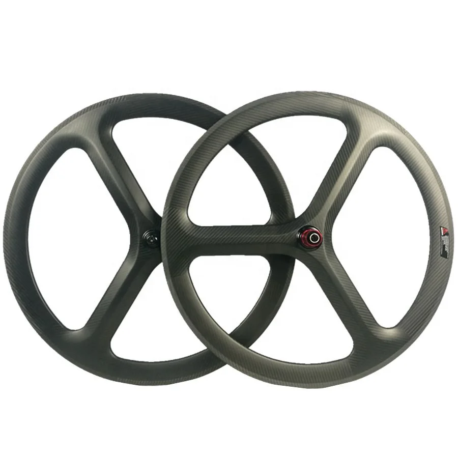 

700C Carbon Tri-spoke WheelRoad/Track/fixed gear Fixie Wheel 50mm Track Wheel for Bicycle 3K/16K/UD