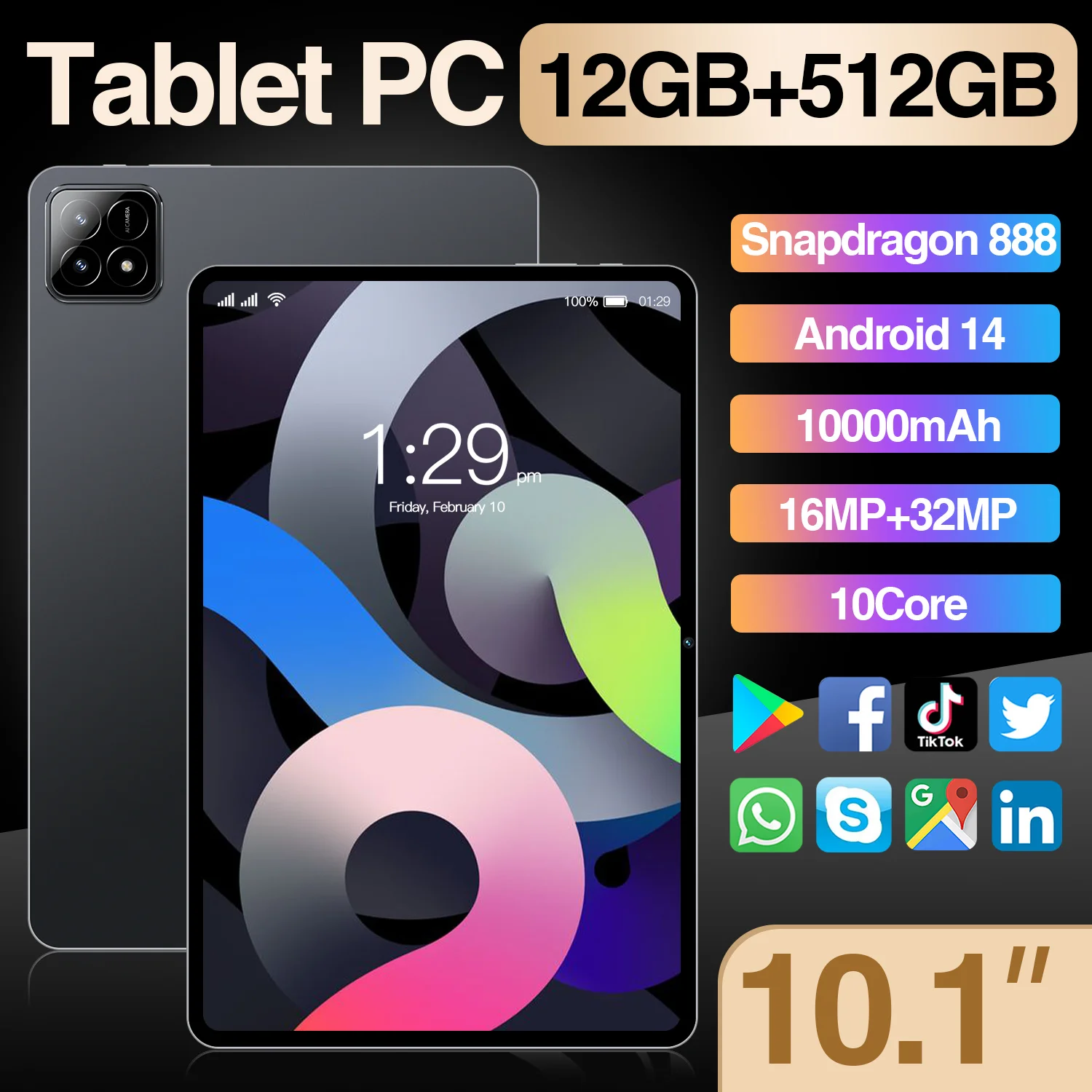 

Global Version PAD 6S PRO Tablet Android 14 16GB+1TB 11 Inch Snapdrago 888 5G GPS Dual SIM Card WIFI HD 4K Tablet PC 2024